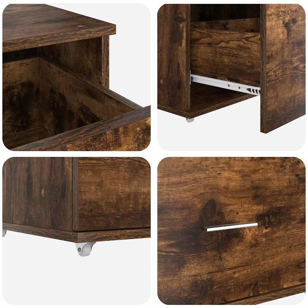 vidaXL Drawer Cabinet with Wheel Smoked Oak 55 x 45 x 31 cm