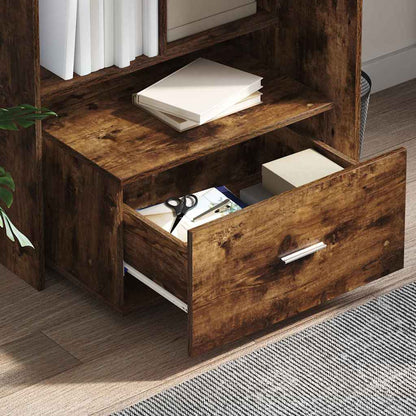 vidaXL Drawer Cabinet with Wheel Smoked Oak 55 x 45 x 31 cm