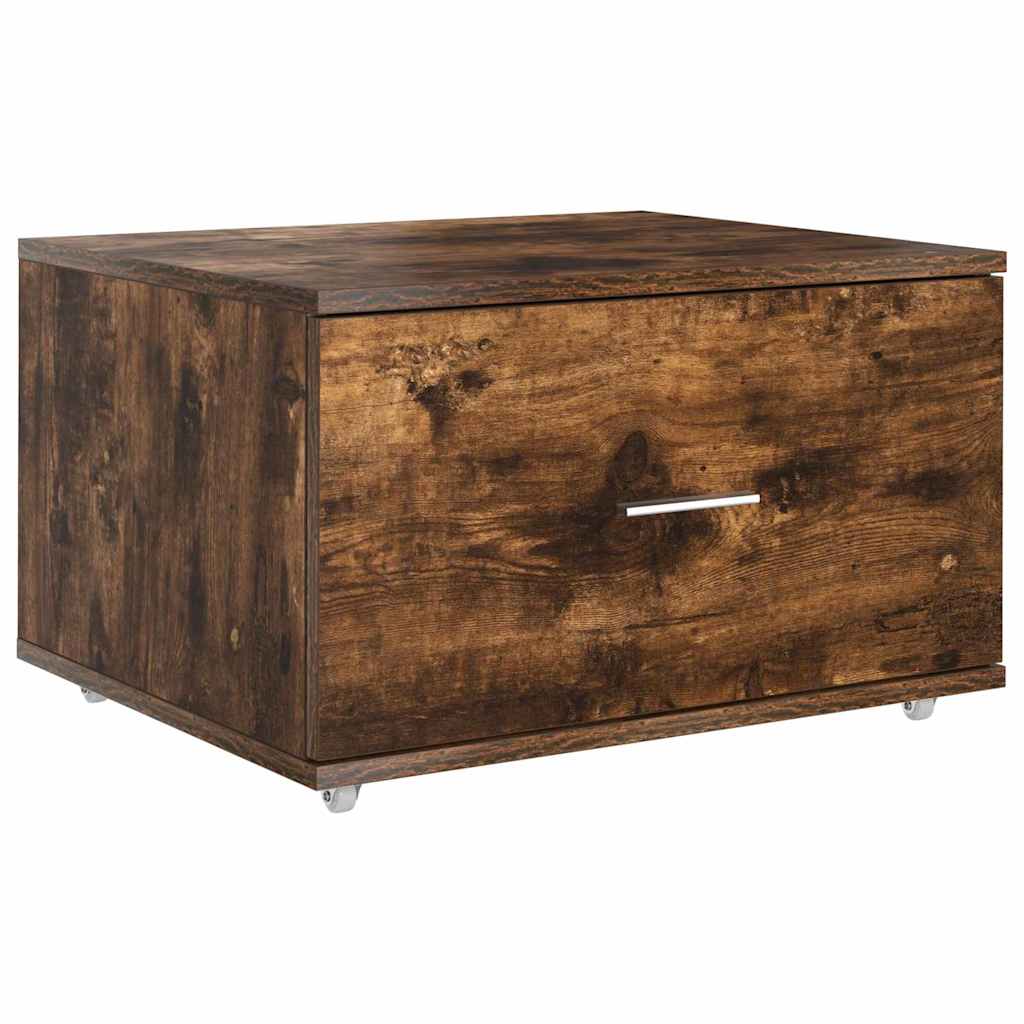 vidaXL Drawer Cabinet with Wheel Smoked Oak 55 x 45 x 31 cm