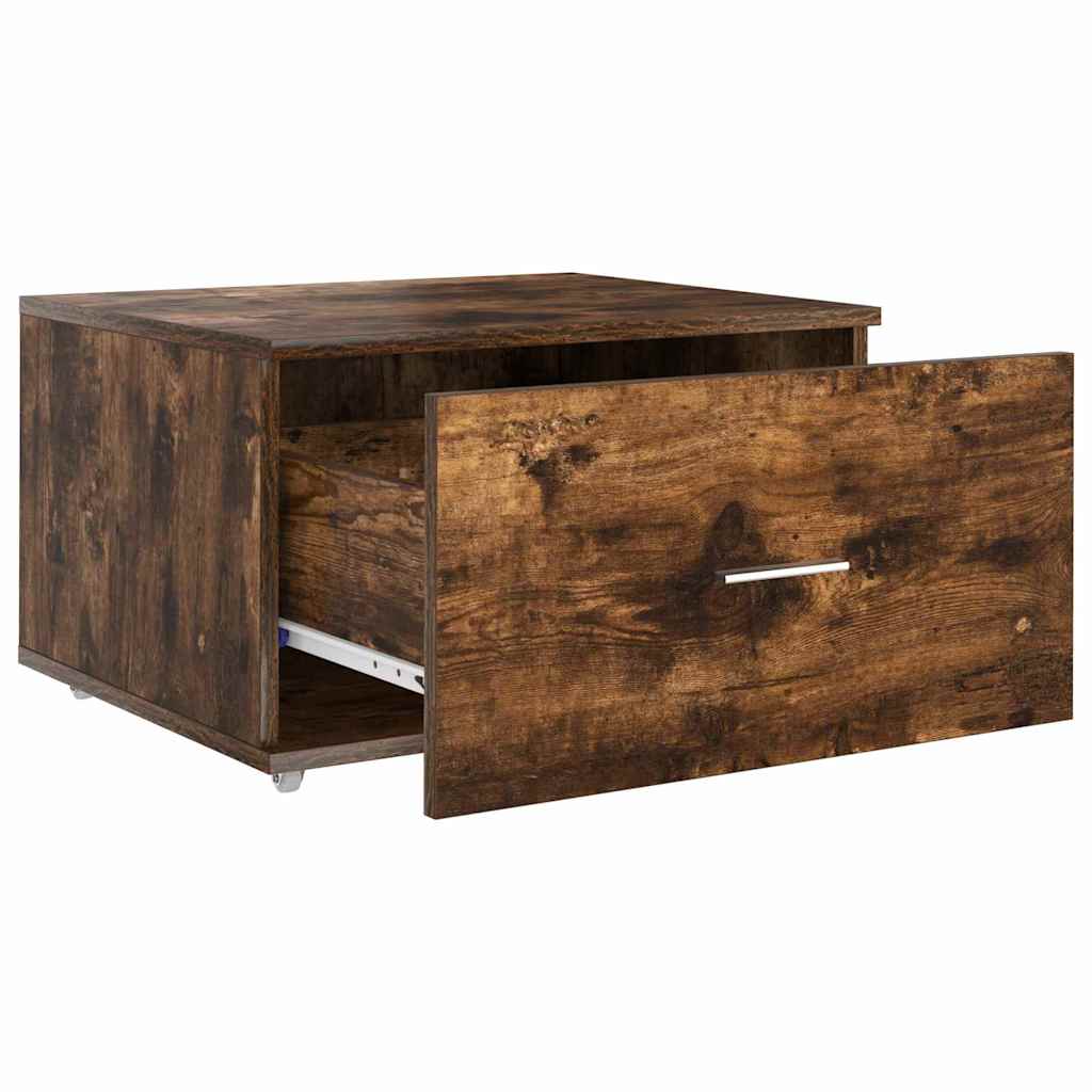 vidaXL Drawer Cabinet with Wheel Smoked Oak 55 x 45 x 31 cm