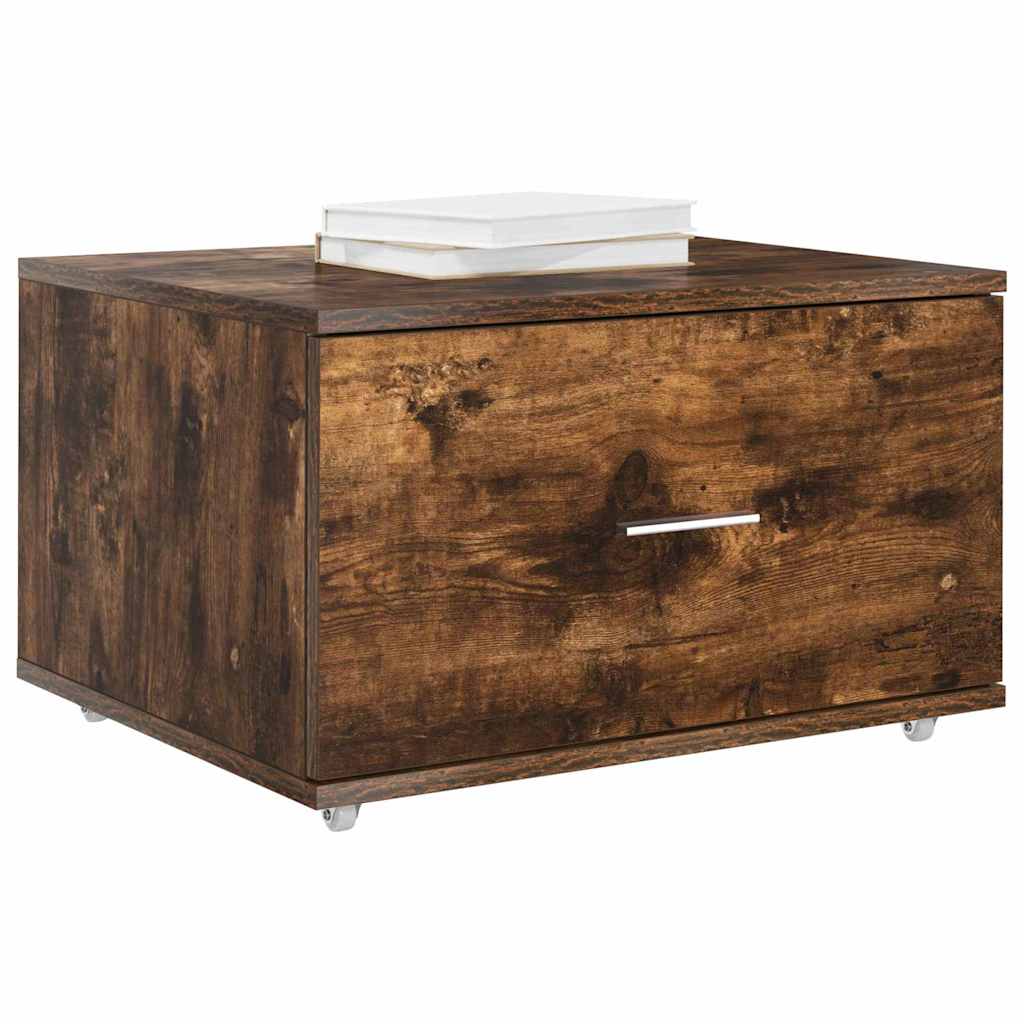 vidaXL Drawer Cabinet with Wheel Smoked Oak 55 x 45 x 31 cm