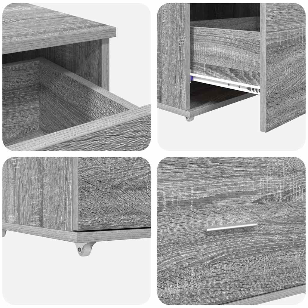 vidaXL Drawer Cabinet with Wheel Grey Sonoma 55 x 45 x 31 cm