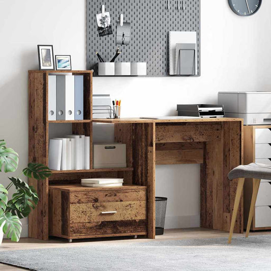 vidaXL Drawer Cabinet with Wheel Old Wood 55 x 45 x 31 cm