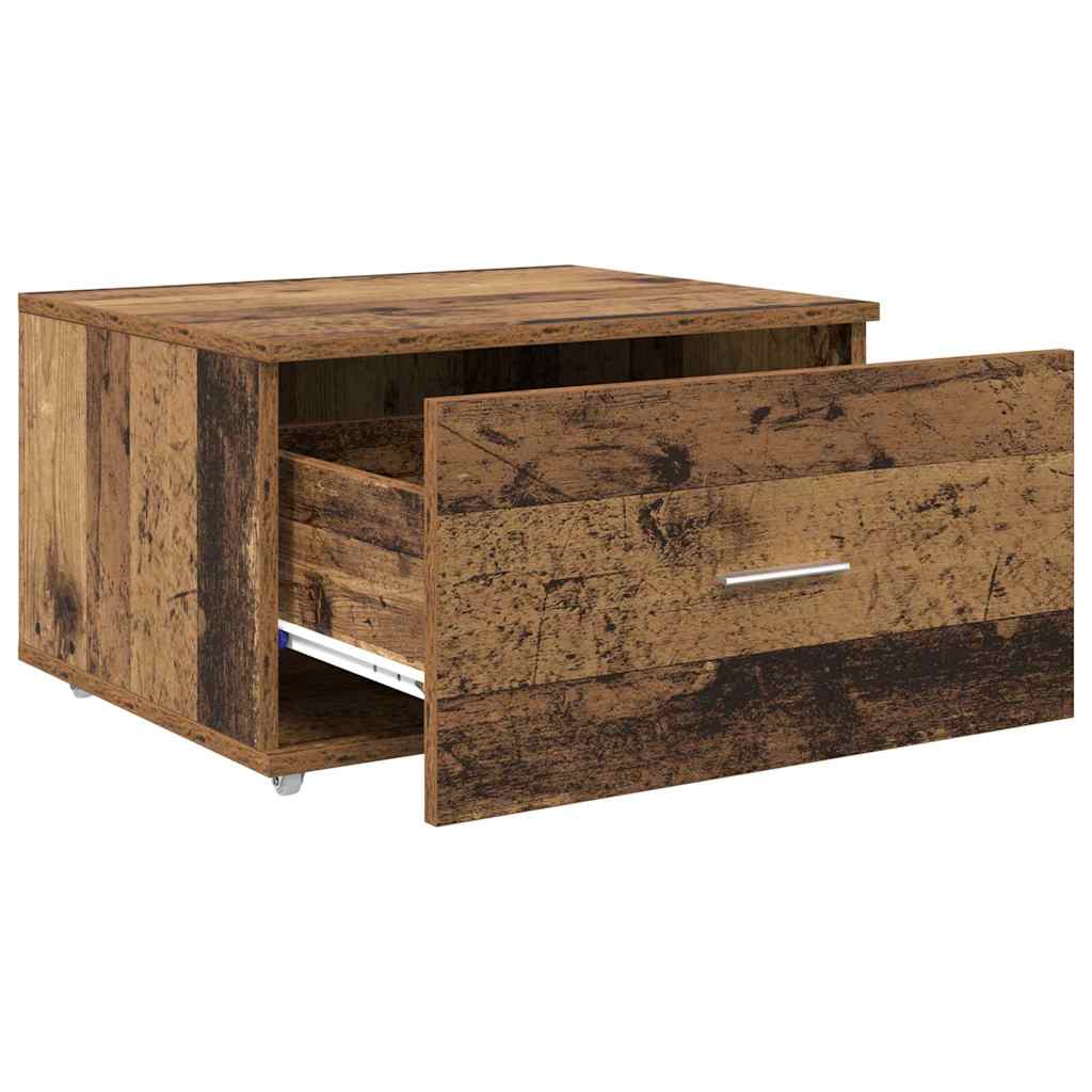 vidaXL Drawer Cabinet with Wheel Old Wood 55 x 45 x 31 cm