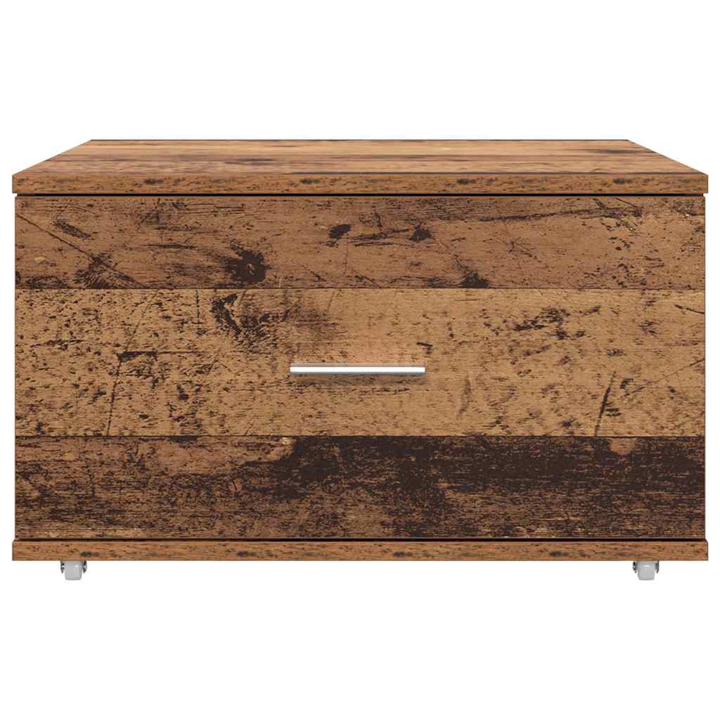 vidaXL Drawer Cabinet with Wheel Old Wood 55 x 45 x 31 cm