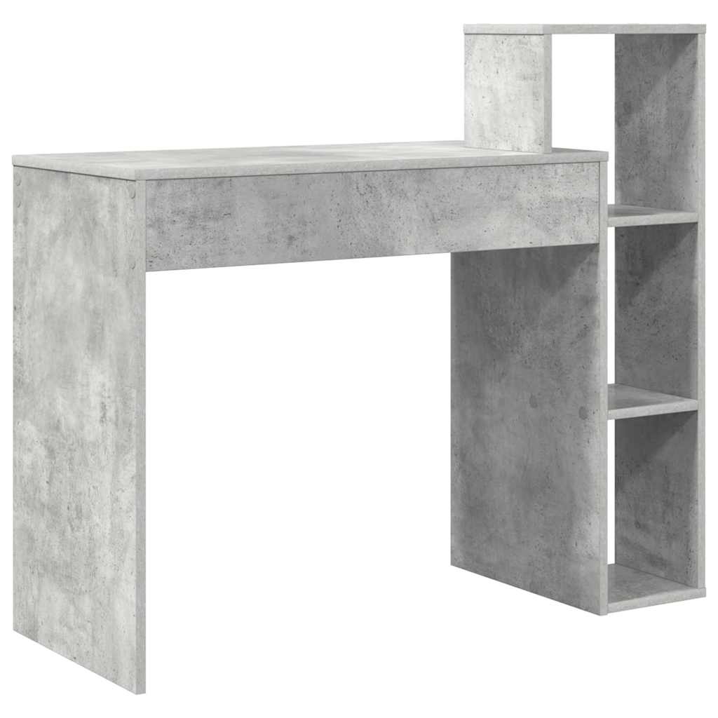 vidaXL Desk with Shelf Concrete Grey 100 x 40 x 90 cm Engineered Wood