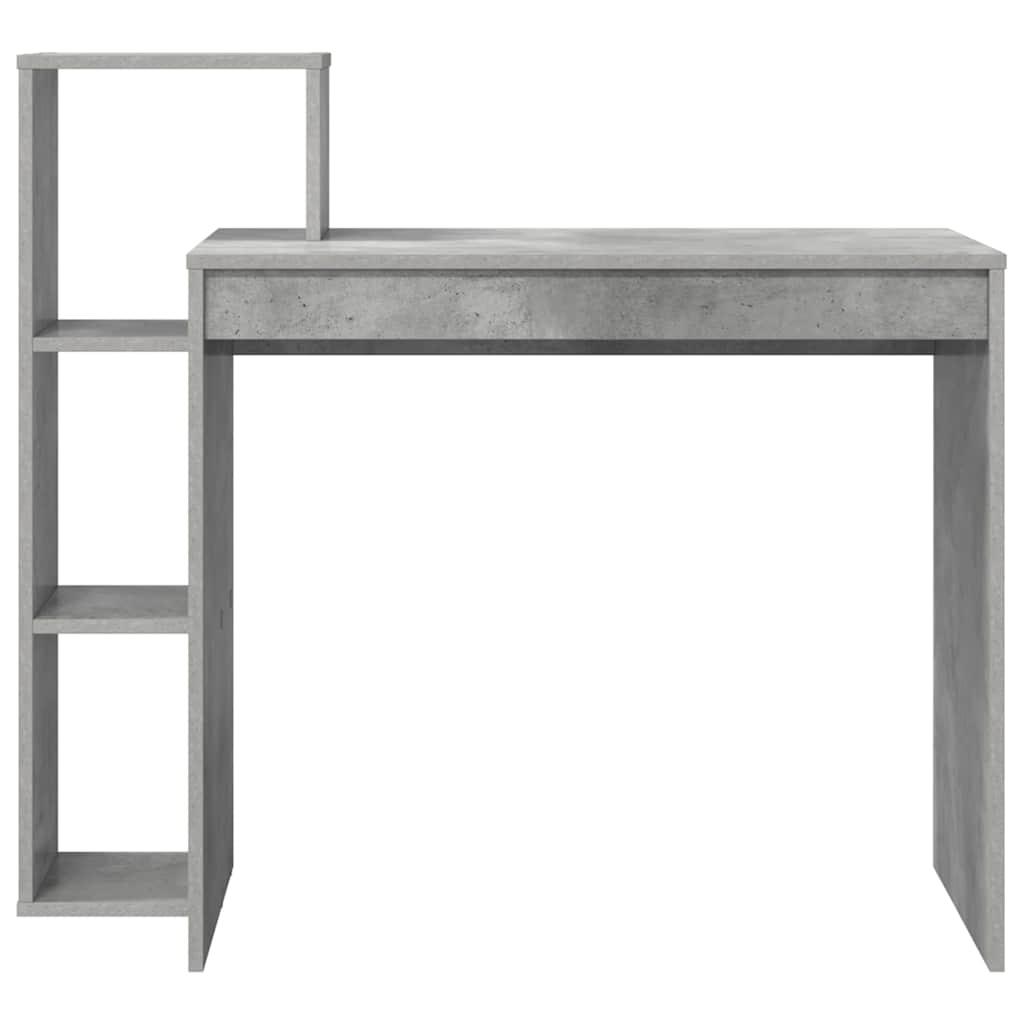 vidaXL Desk with Shelf Concrete Grey 100 x 40 x 90 cm Engineered Wood