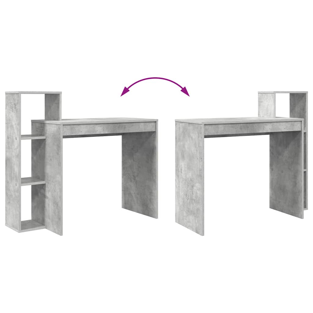 vidaXL Desk with Shelf Concrete Grey 100 x 40 x 90 cm Engineered Wood