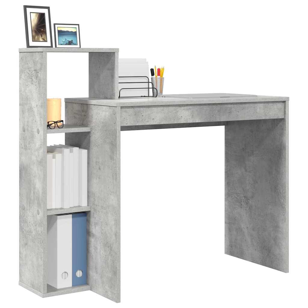 vidaXL Desk with Shelf Concrete Grey 100 x 40 x 90 cm Engineered Wood