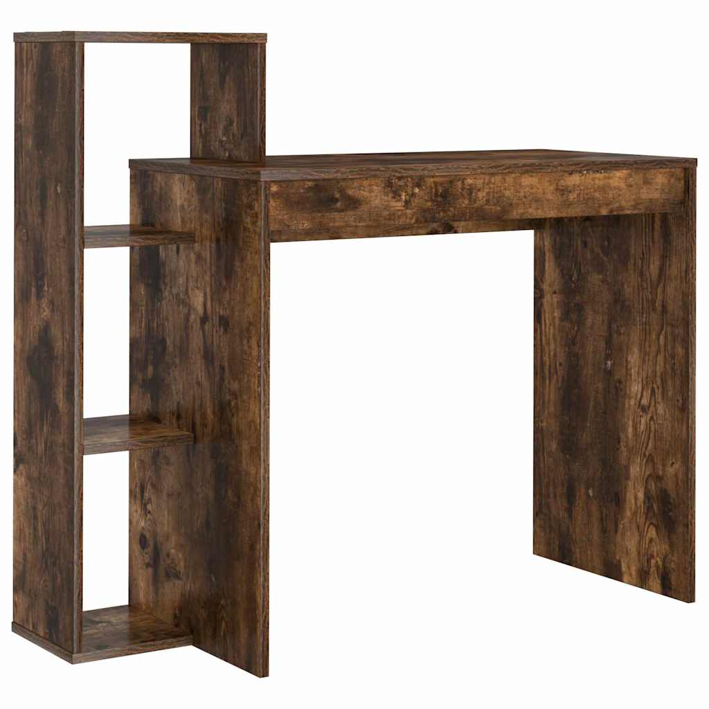 vidaXL Desk with Shelf Smoked Oak 100 x 40 x 90 cm Engineered Wood