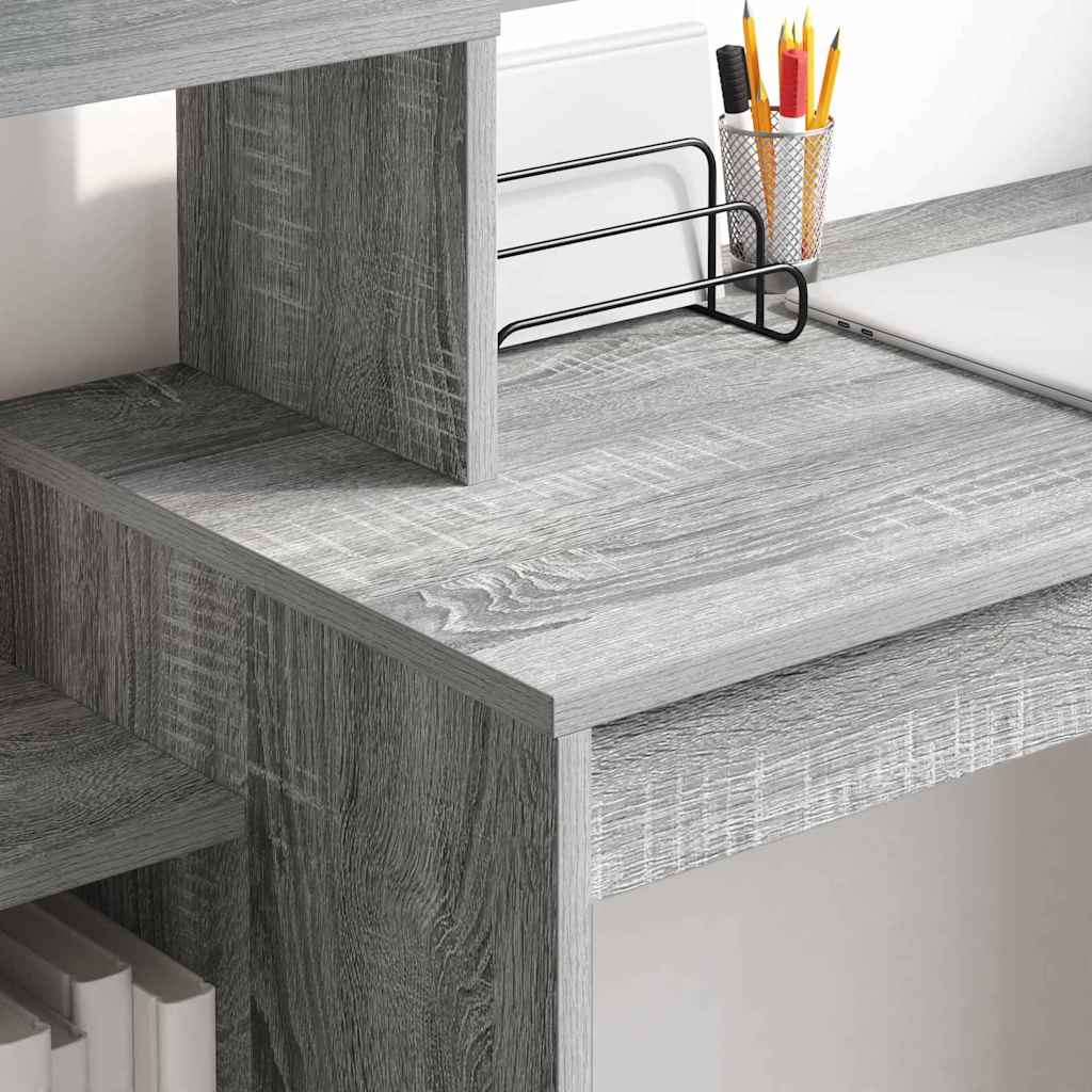 vidaXL Desk with Shelf Grey Sonoma 100 x 40 x 90 cm Engineered Wood