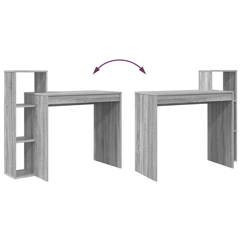 vidaXL Desk with Shelf Grey Sonoma 100 x 40 x 90 cm Engineered Wood
