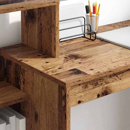 vidaXL Desk with Shelf Old Wood 100 x 40 x 90 cm Engineered Wood
