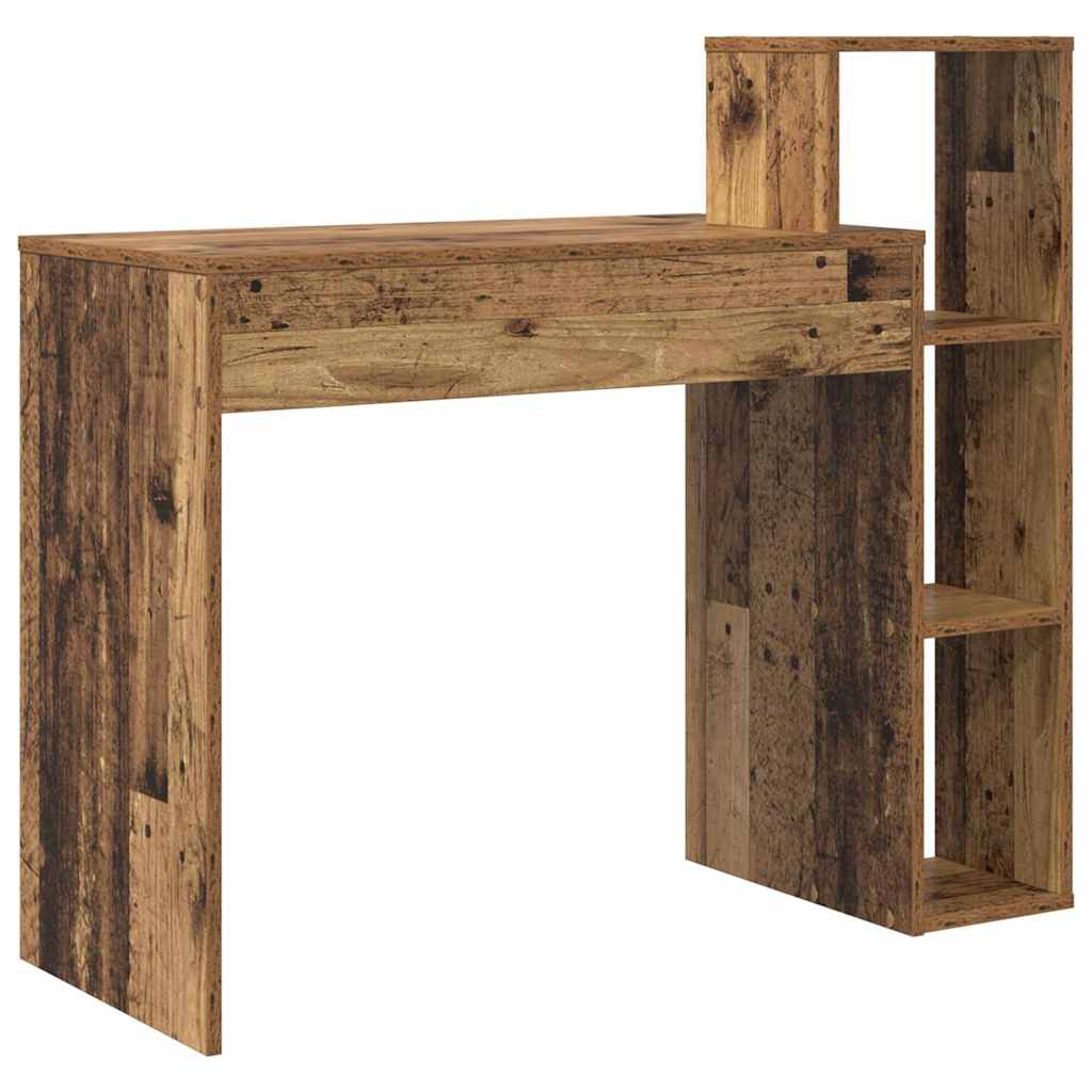vidaXL Desk with Shelf Old Wood 100 x 40 x 90 cm Engineered Wood