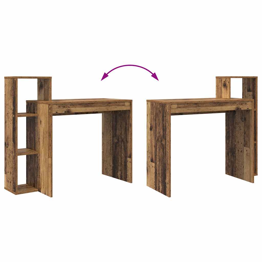 vidaXL Desk with Shelf Old Wood 100 x 40 x 90 cm Engineered Wood