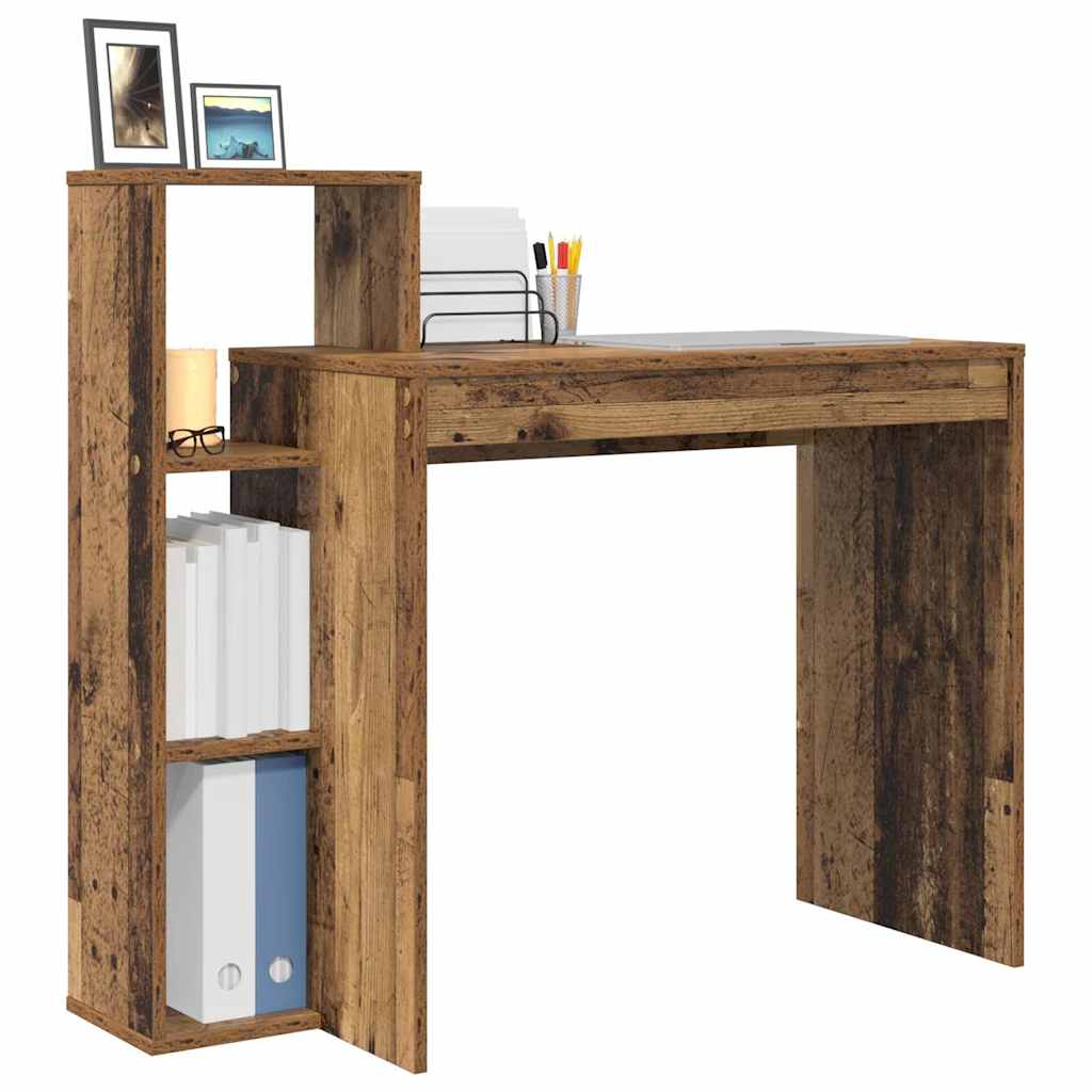 vidaXL Desk with Shelf Old Wood 100 x 40 x 90 cm Engineered Wood