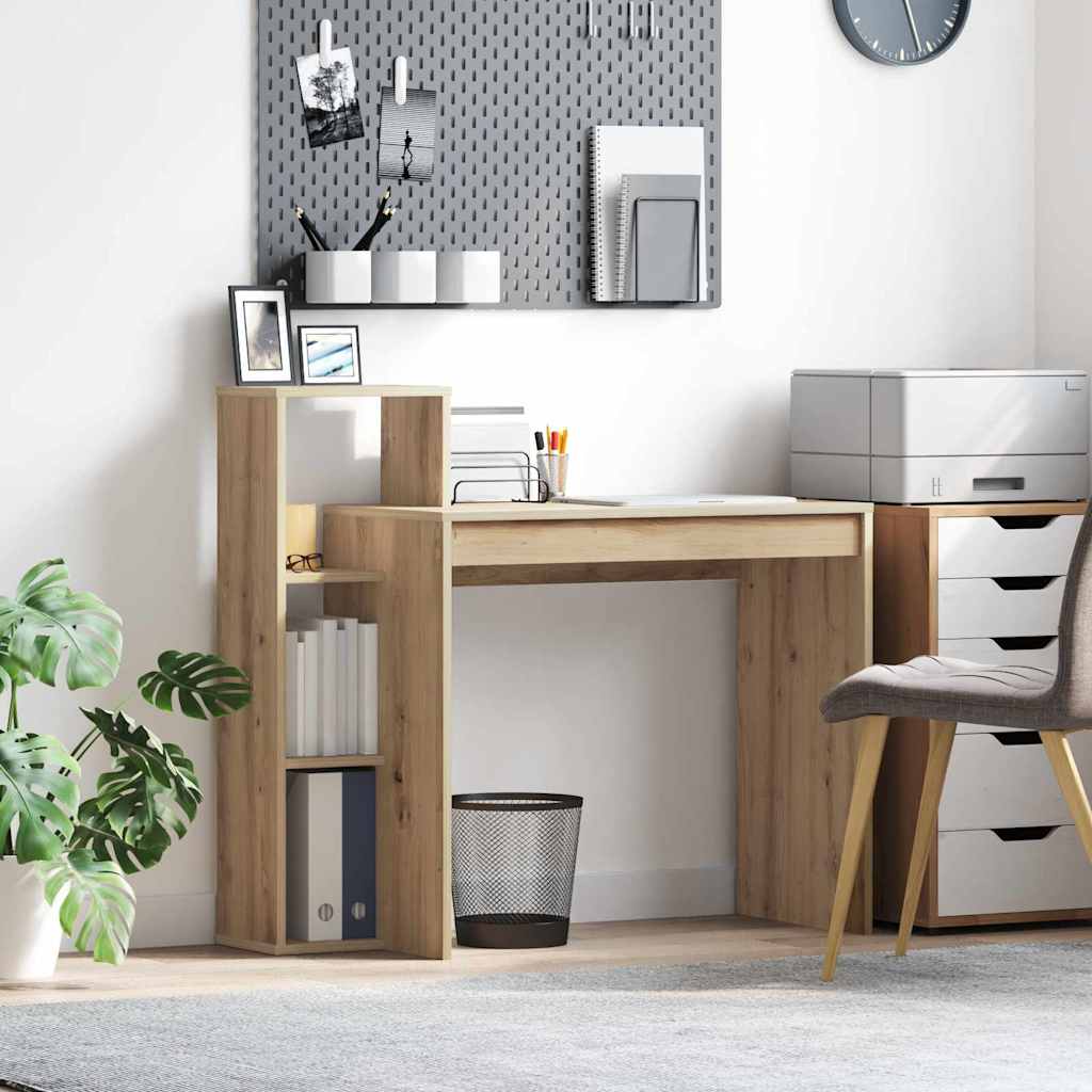 vidaXL Desk with Shelf Artisan Oak 100 x 40 x 90 cm Engineered Wood