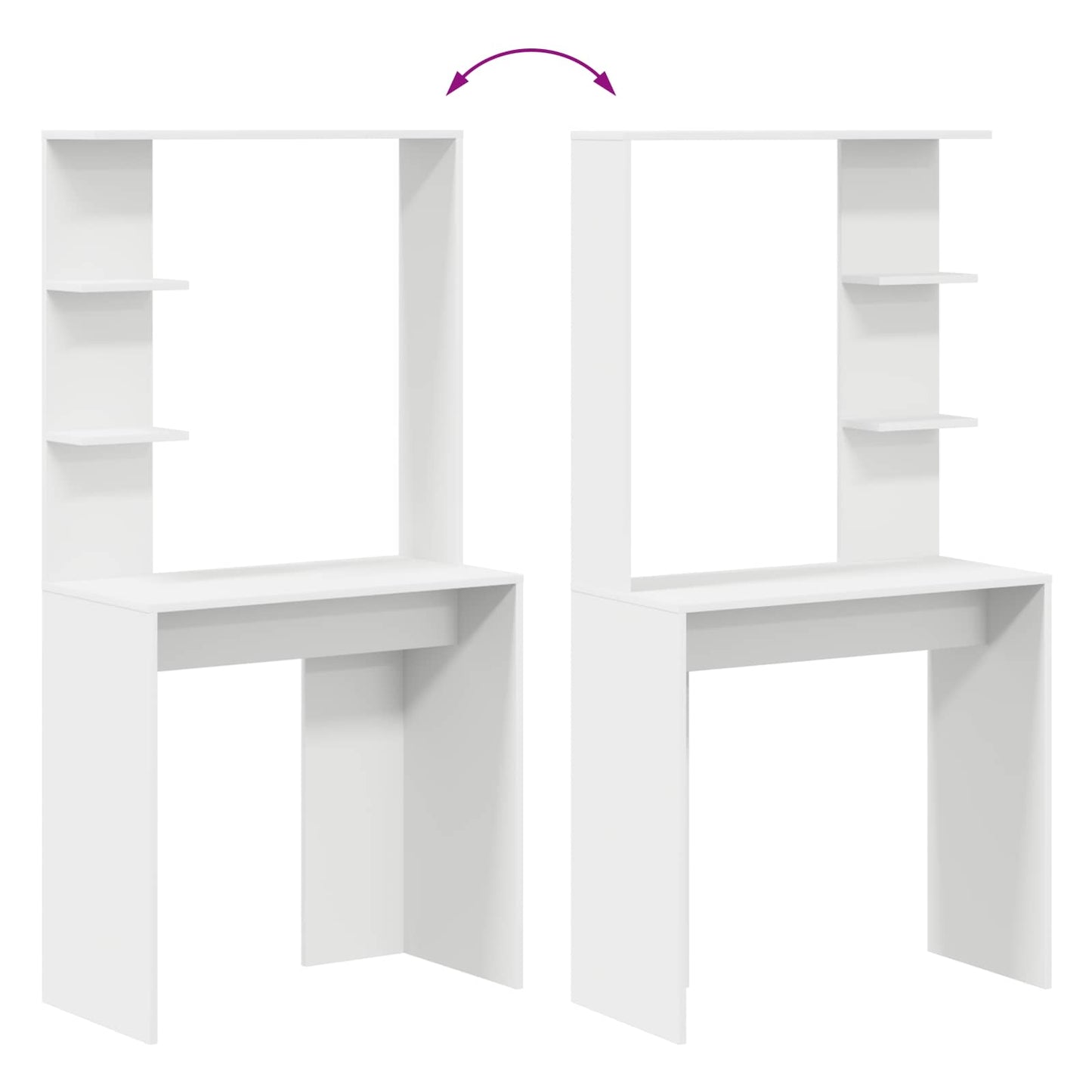 vidaXL Desk with Shelf White 78.5 x 37 x 154.5 cm Engineered Wood
