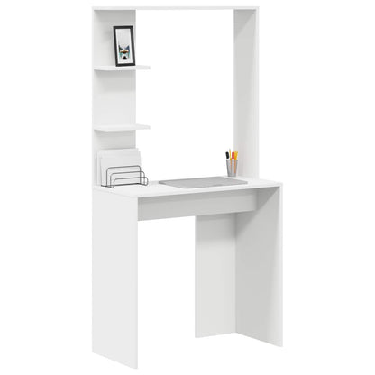 vidaXL Desk with Shelf White 78.5 x 37 x 154.5 cm Engineered Wood