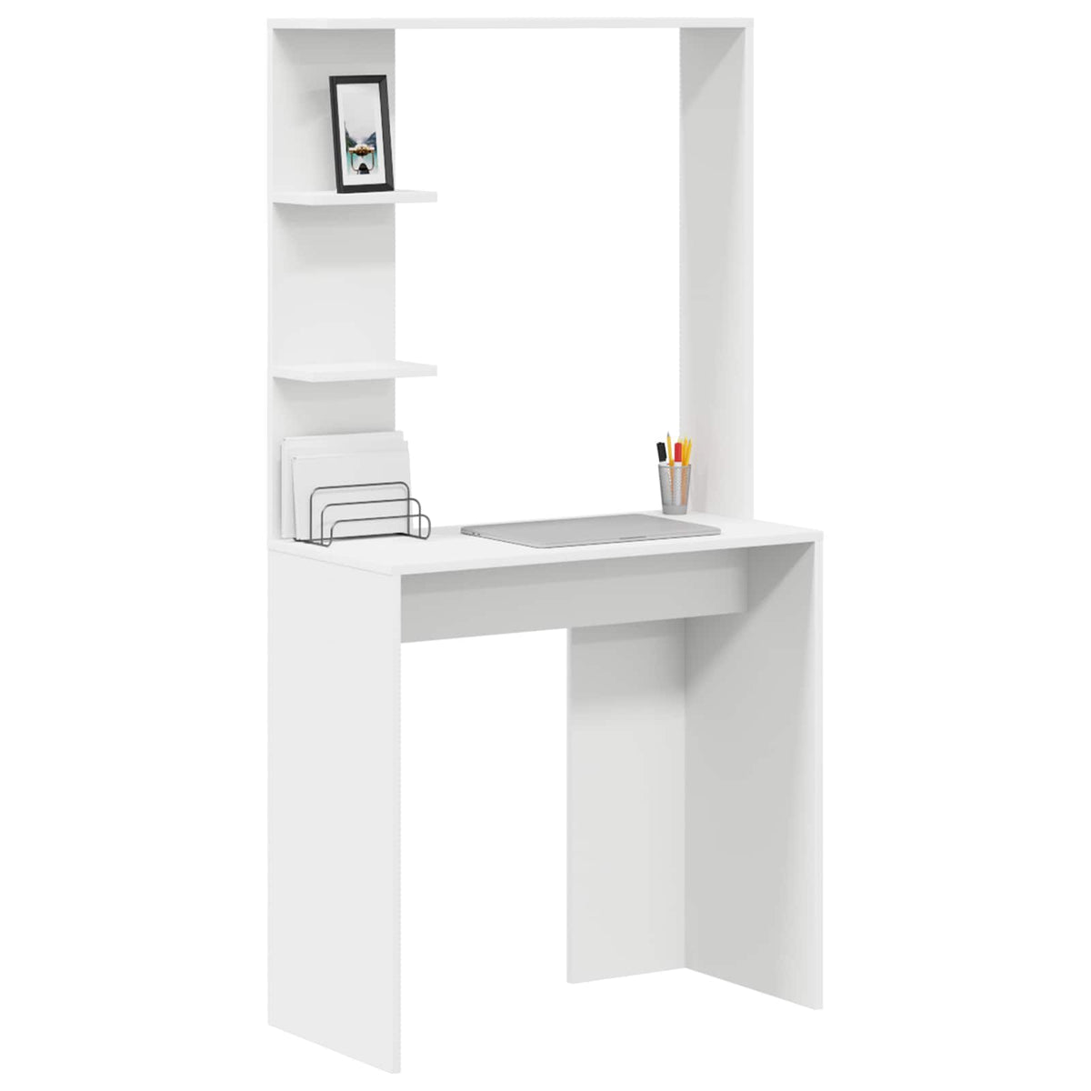 vidaXL Desk White Engineered Wood 78.5 x 37 x 154.5 cm