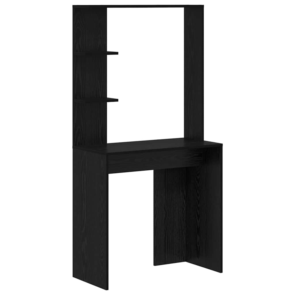 vidaXL Desk with Shelf Black Oak 78.5 x 37 x 154.5 cm Engineered Wood