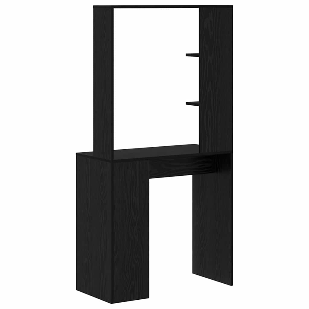 vidaXL Desk with Shelf Black Oak 78.5 x 37 x 154.5 cm Engineered Wood