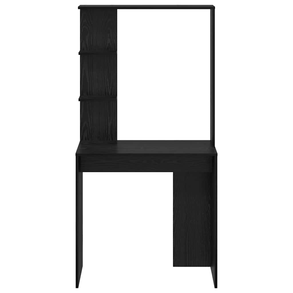 vidaXL Desk with Shelf Black Oak 78.5 x 37 x 154.5 cm Engineered Wood