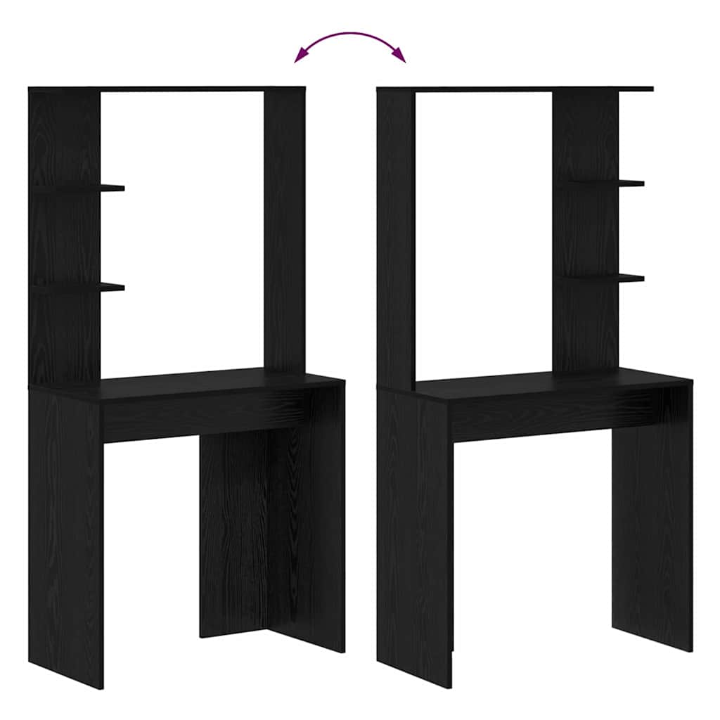 vidaXL Desk with Shelf Black Oak 78.5 x 37 x 154.5 cm Engineered Wood