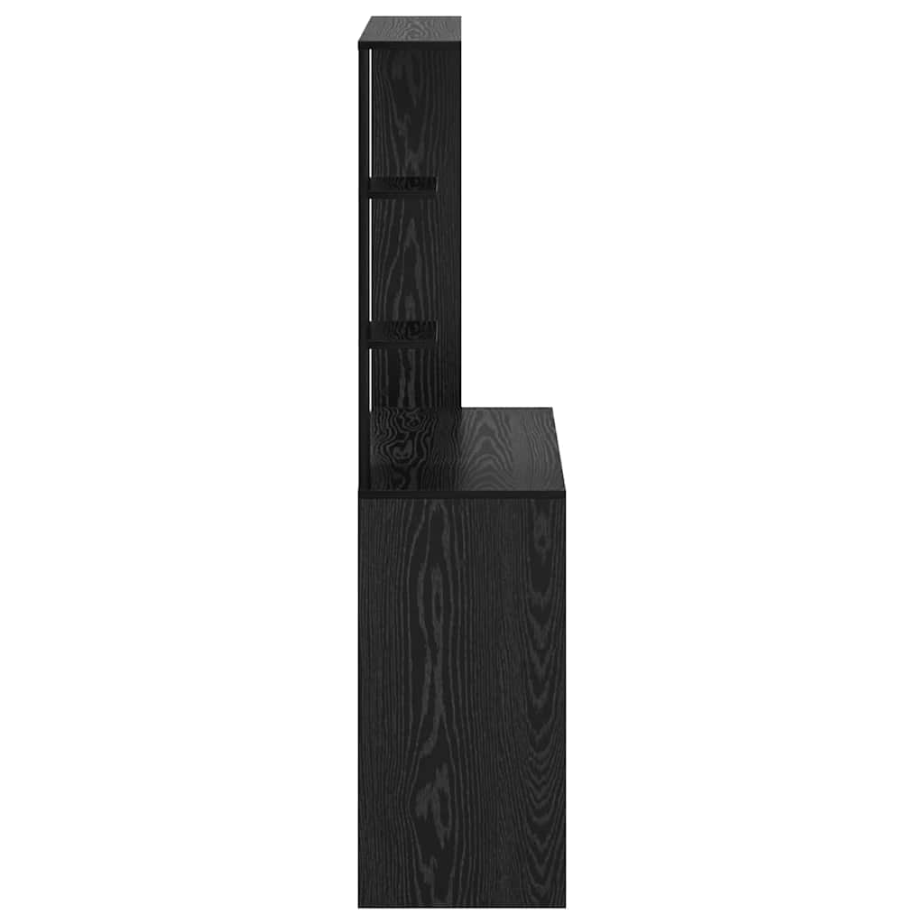 vidaXL Desk with Shelf Black Oak 78.5 x 37 x 154.5 cm Engineered Wood