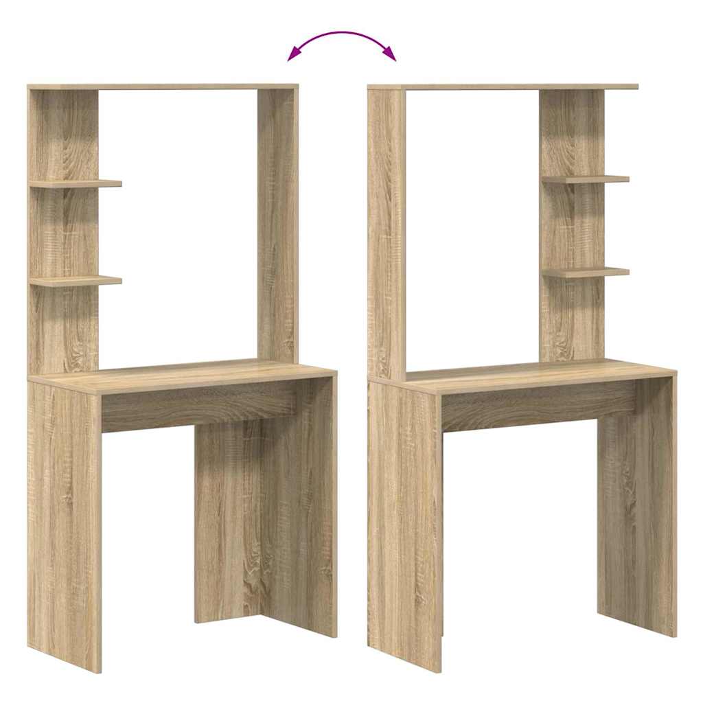 vidaXL Desk with Shelf Sonoma Oak 78.5 x 37 x 154.5 cm Engineered Wood