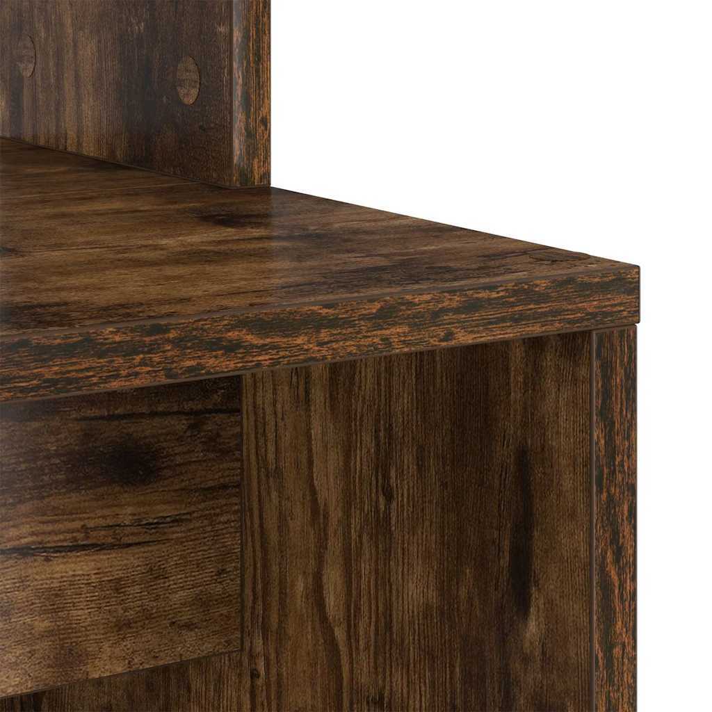 vidaXL Desk with Shelf Smoked Oak 78.5 x 37 x 154.5 cm Engineered Wood