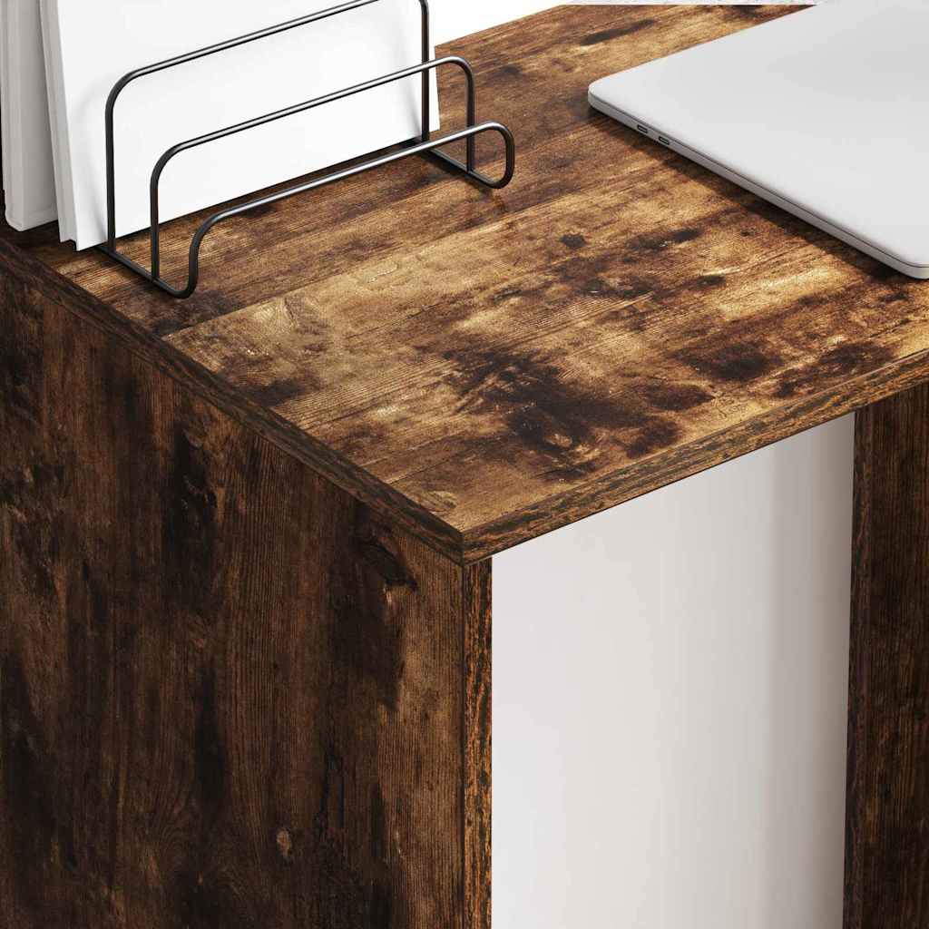 vidaXL Desk with Shelf Smoked Oak 78.5 x 37 x 154.5 cm Engineered Wood