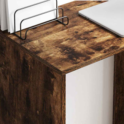vidaXL Desk with Shelf Smoked Oak 78.5 x 37 x 154.5 cm Engineered Wood