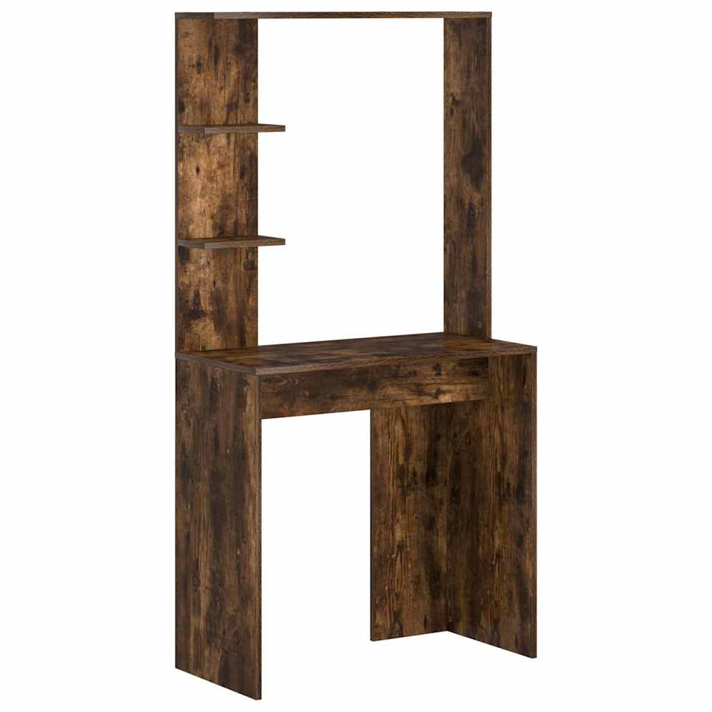 vidaXL Desk with Shelf Smoked Oak 78.5 x 37 x 154.5 cm Engineered Wood