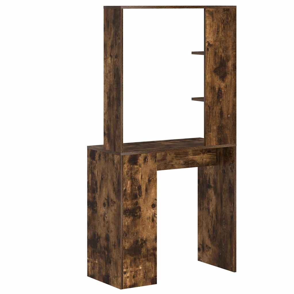 vidaXL Desk with Shelf Smoked Oak 78.5 x 37 x 154.5 cm Engineered Wood