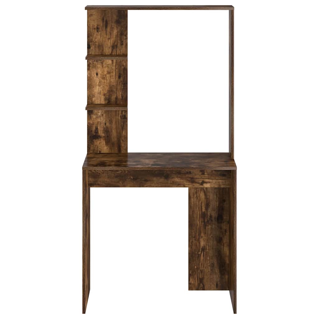 vidaXL Desk with Shelf Smoked Oak 78.5 x 37 x 154.5 cm Engineered Wood