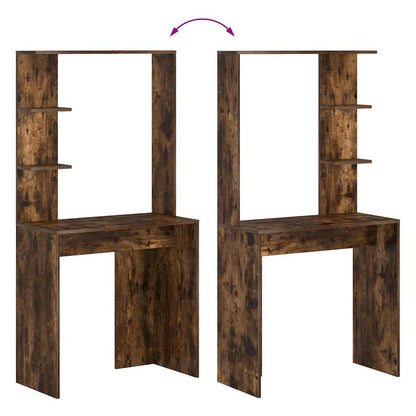vidaXL Desk with Shelf Smoked Oak 78.5 x 37 x 154.5 cm Engineered Wood