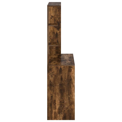 vidaXL Desk with Shelf Smoked Oak 78.5 x 37 x 154.5 cm Engineered Wood