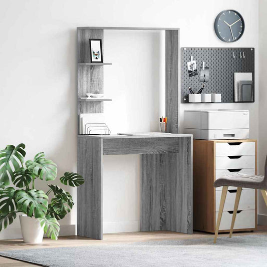 vidaXL Desk Grey Sonoma 78.5 x 37 x 154.5 cm Engineered Wood