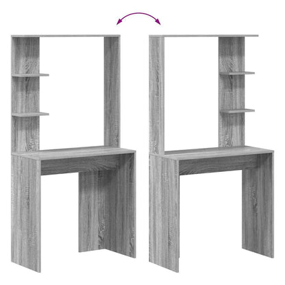 vidaXL Desk Grey Sonoma 78.5 x 37 x 154.5 cm Engineered Wood