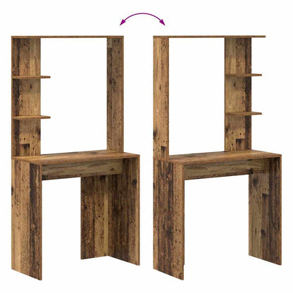 vidaXL Desk with Shelf Old Wood 78.5 x 37 x 154.5 cm Engineered Wood