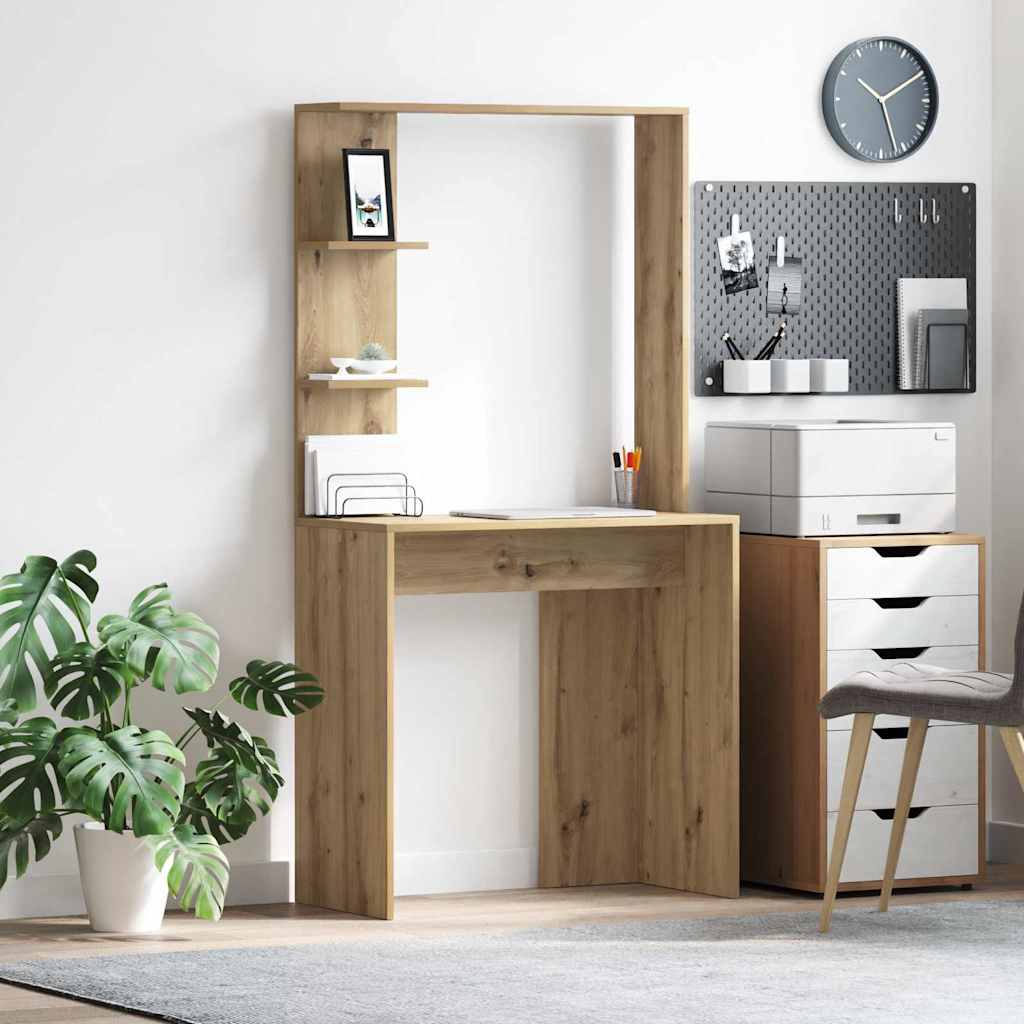 vidaXL Desk Artisan Oak Engineered Wood 78.5 x 37 x 154.5 cm