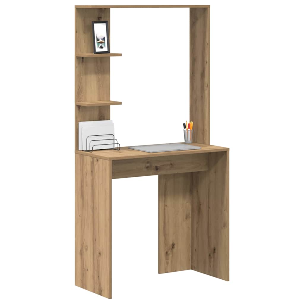 vidaXL Desk Artisan Oak Engineered Wood 78.5 x 37 x 154.5 cm