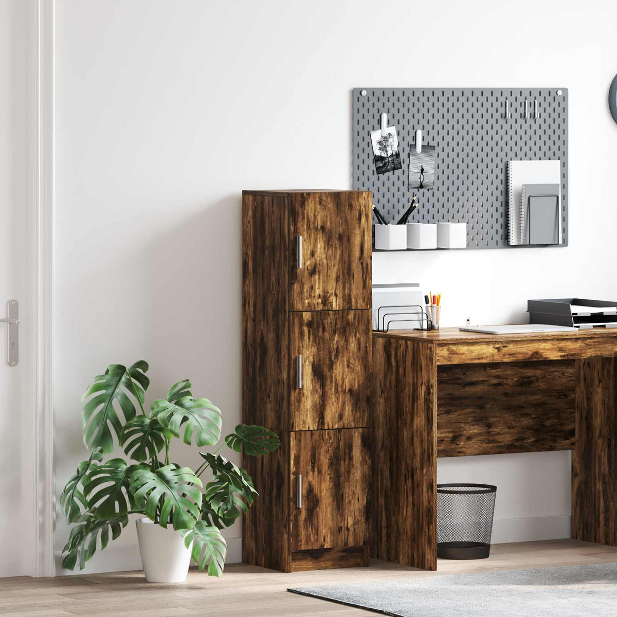 vidaXL Highboard Smoked Oak 31.5 x 32 x 122.5 cm