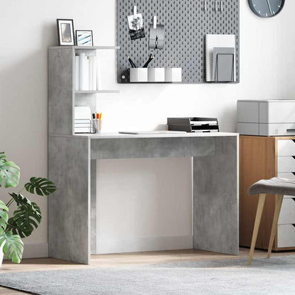 vidaXL Desk with Shelf Concrete Grey 102 x 50 x 124 cm Engineered Wood