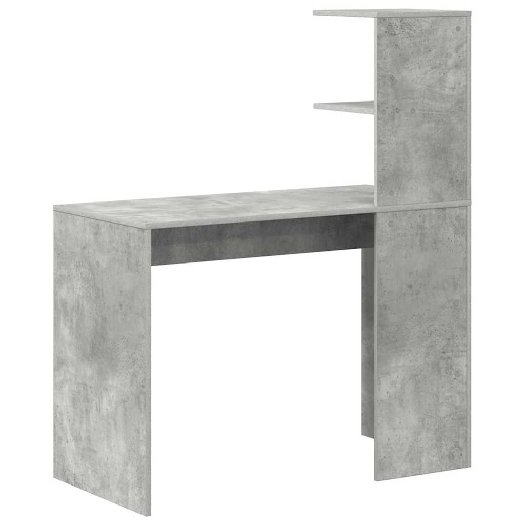 vidaXL Desk with Shelf Concrete Grey 102 x 50 x 124 cm Engineered Wood