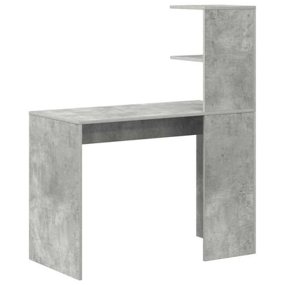 vidaXL Desk with Shelf Concrete Grey 102 x 50 x 124 cm Engineered Wood