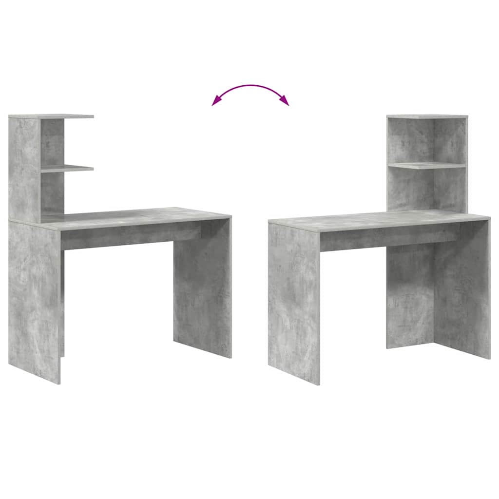 vidaXL Desk with Shelf Concrete Grey 102 x 50 x 124 cm Engineered Wood