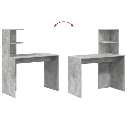 vidaXL Desk with Shelf Concrete Grey 102 x 50 x 124 cm Engineered Wood