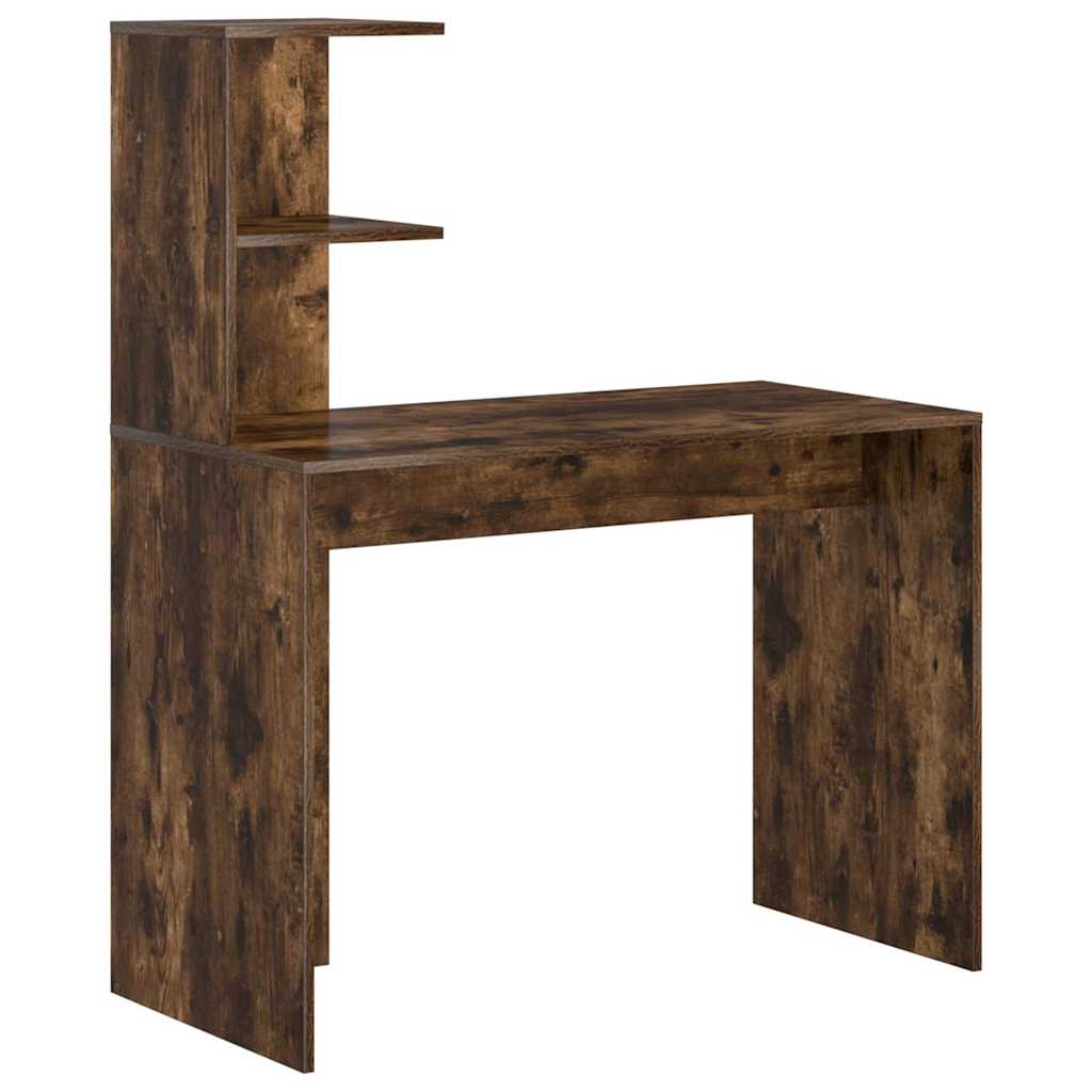 vidaXL Desk with Shelf Smoked Oak 102 x 50 x 124 cm Engineered Wood